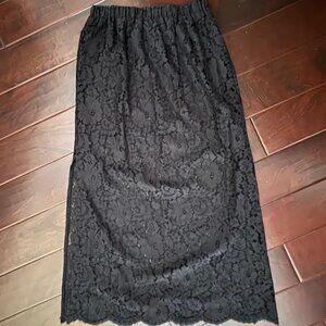 Gold Hawk Maxi Skirt Size Mediu Bla Floral Lace A-Line Side Slit Fairy Boho 90s